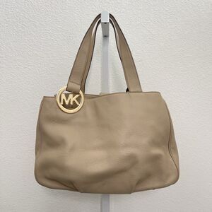 Michael Kors Purse Brown Pebble Leather Hobo Handbag Satchel Gold Accents